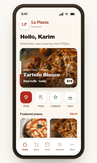 La Piazza app built on Mudeer